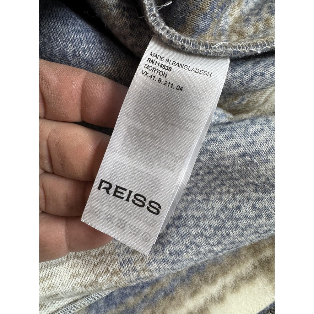 Reiss Jacket Mens 2XL Blue Plaid Morton Bomber Shirt Jacket Flannel Zip Lined - Picture 7 of 9